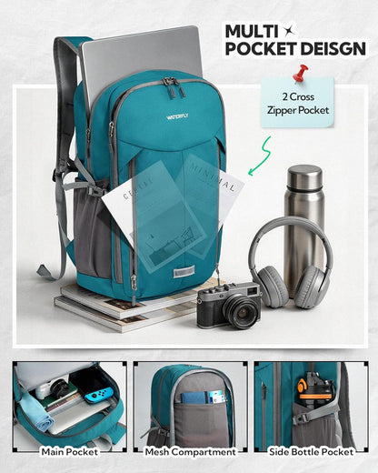 Lightweight Packable Backpack, 25L Small Foldable Travel Daypack | Multi-Pocket with Luggage Strap, Breathable Back Pad, Comfortable to wear, Easy to Fold, Compact Day Pack for Hiking Outdoor