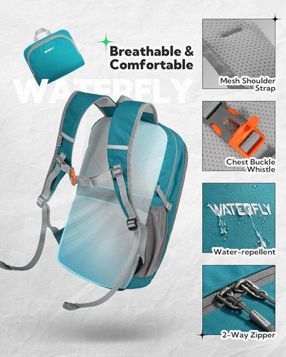 Lightweight Packable Backpack, 25L Small Foldable Travel Daypack | Multi-Pocket with Luggage Strap, Breathable Back Pad, Comfortable to wear, Easy to Fold, Compact Day Pack for Hiking Outdoor