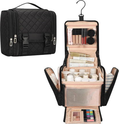 Hanging Toiletry Bag for Women, Travel Toiletries Bag Large Makeup Bag Water-Resistant Cosmetic Organizer with Hook Portable Bathroom Bag for Full-Size Bottles Travel Essentials Floral Print