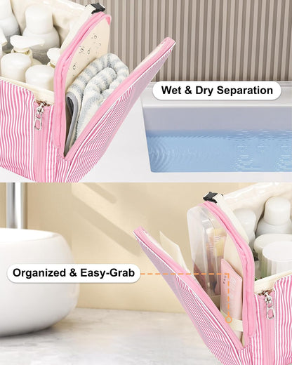 Hanging Toiletry Bag for Women, Travel Toiletries Bag Large Makeup Bag Water-Resistant Cosmetic Organizer with Hook Portable Bathroom Bag for Full-Size Bottles Travel Essentials Floral Print