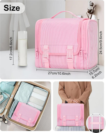 Hanging Toiletry Bag for Women, Travel Toiletries Bag Large Makeup Bag Water-Resistant Cosmetic Organizer with Hook Portable Bathroom Bag for Full-Size Bottles Travel Essentials Floral Print