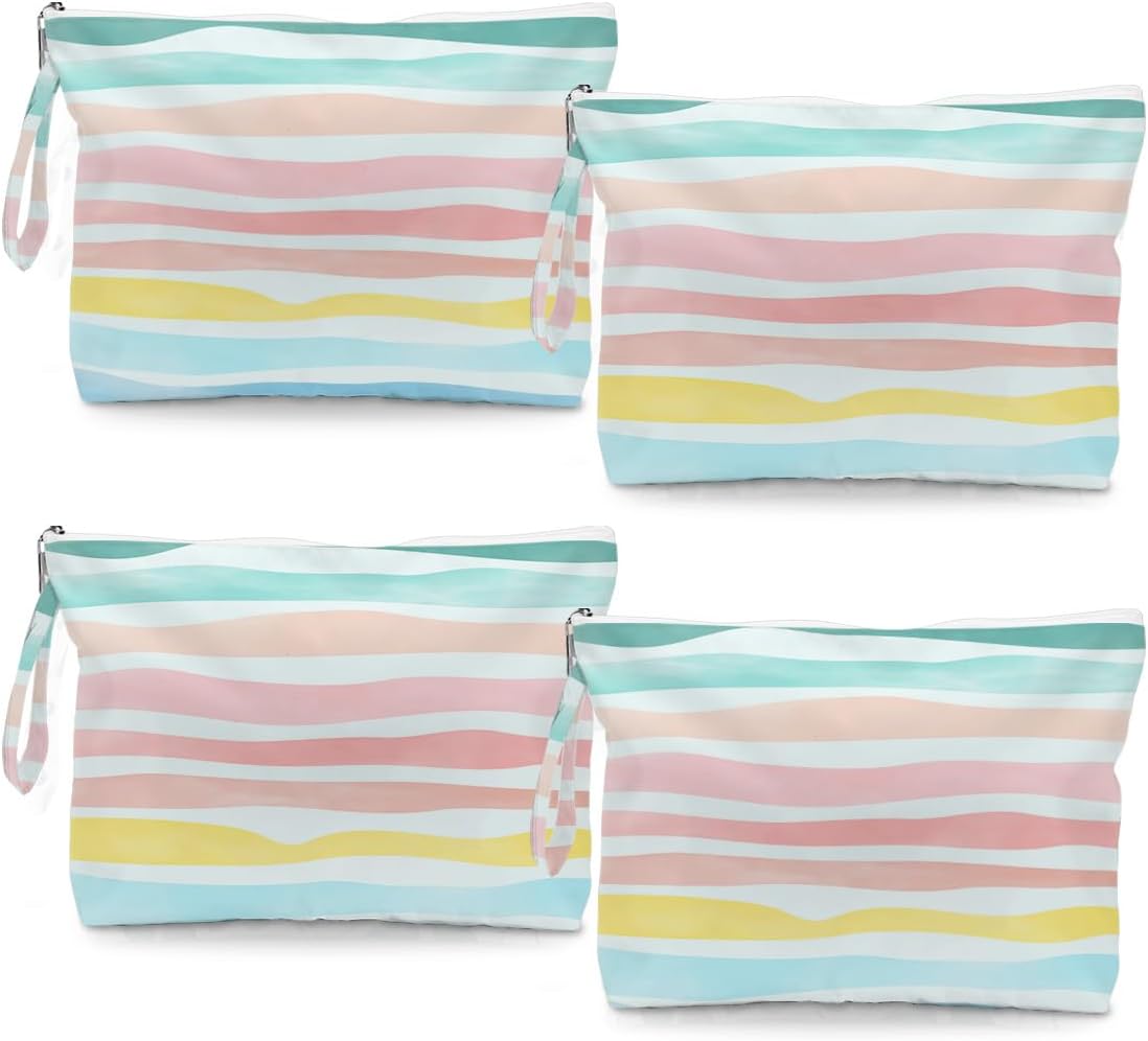 Wet Dry Bag Waves Rainbow Wet Bag Beach Bags for Swimsuit Toiletry Bags Travel Essentials For Women, Beach Travel Gym for Swimsuit Dirty Diaper Gifts