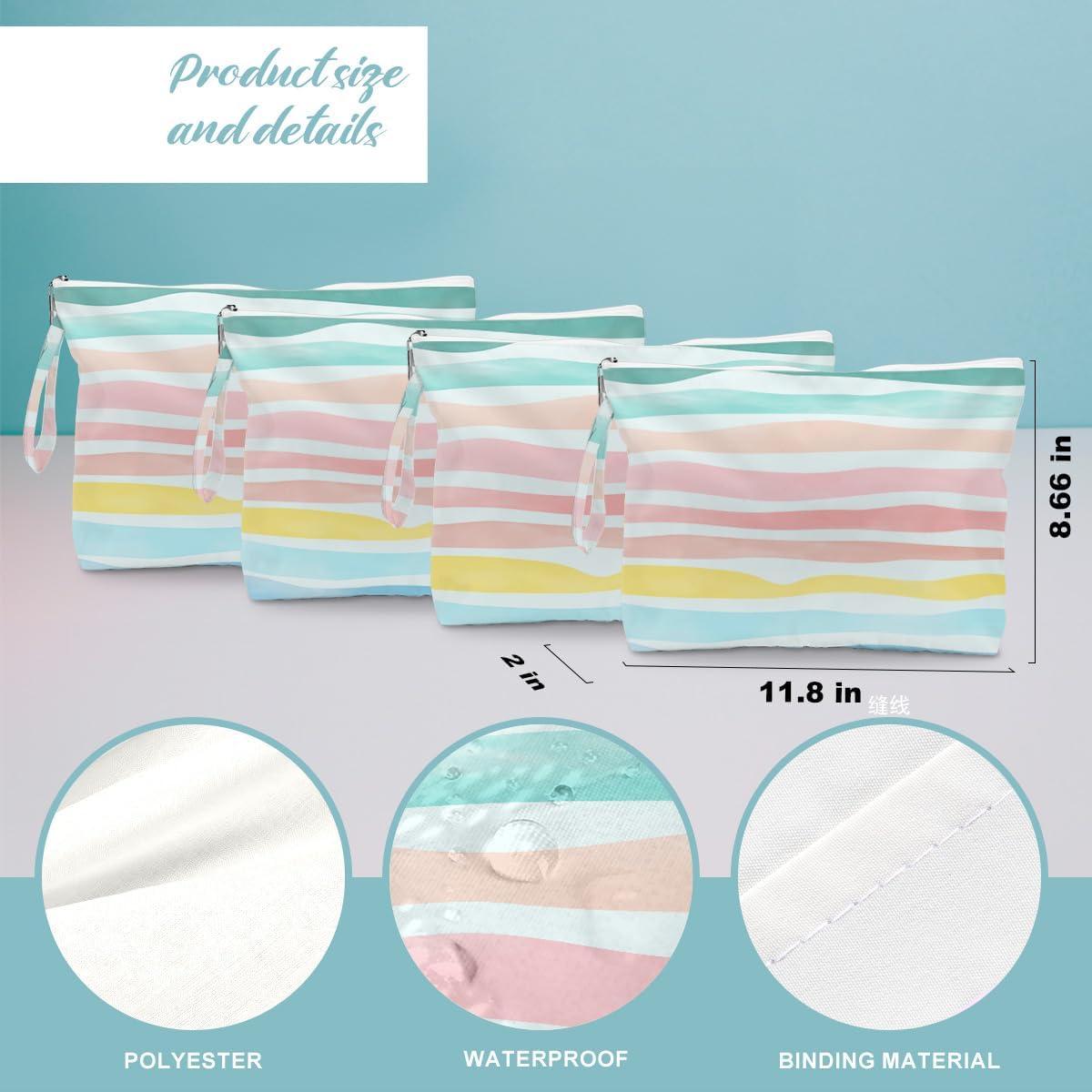 Wet Dry Bag Waves Rainbow Wet Bag Beach Bags for Swimsuit Toiletry Bags Travel Essentials For Women, Beach Travel Gym for Swimsuit Dirty Diaper Gifts