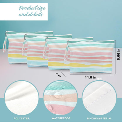 Wet Dry Bag Waves Rainbow Wet Bag Beach Bags for Swimsuit Toiletry Bags Travel Essentials For Women, Beach Travel Gym for Swimsuit Dirty Diaper Gifts