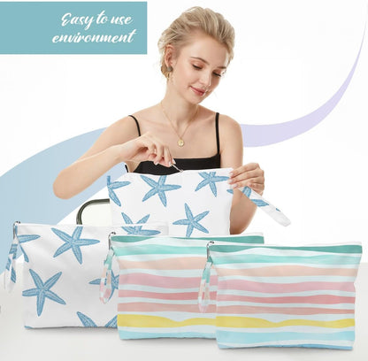 Wet Dry Bag Waves Rainbow Wet Bag Beach Bags for Swimsuit Toiletry Bags Travel Essentials For Women, Beach Travel Gym for Swimsuit Dirty Diaper Gifts