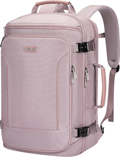 Large Travel Backpack for Women with 16" Padded Laptop Compartment | Flight Approved Carry On Bag with 180° Open, USB Port, Anti-Theft Pocket for Airport, Road Trips, Work, PE067 Khaki