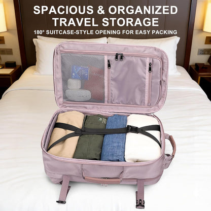 Large Travel Backpack for Women with 16" Padded Laptop Compartment | Flight Approved Carry On Bag with 180° Open, USB Port, Anti-Theft Pocket for Airport, Road Trips, Work, PE067 Khaki
