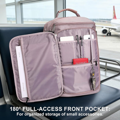 Large Travel Backpack for Women with 16" Padded Laptop Compartment | Flight Approved Carry On Bag with 180° Open, USB Port, Anti-Theft Pocket for Airport, Road Trips, Work, PE067 Khaki