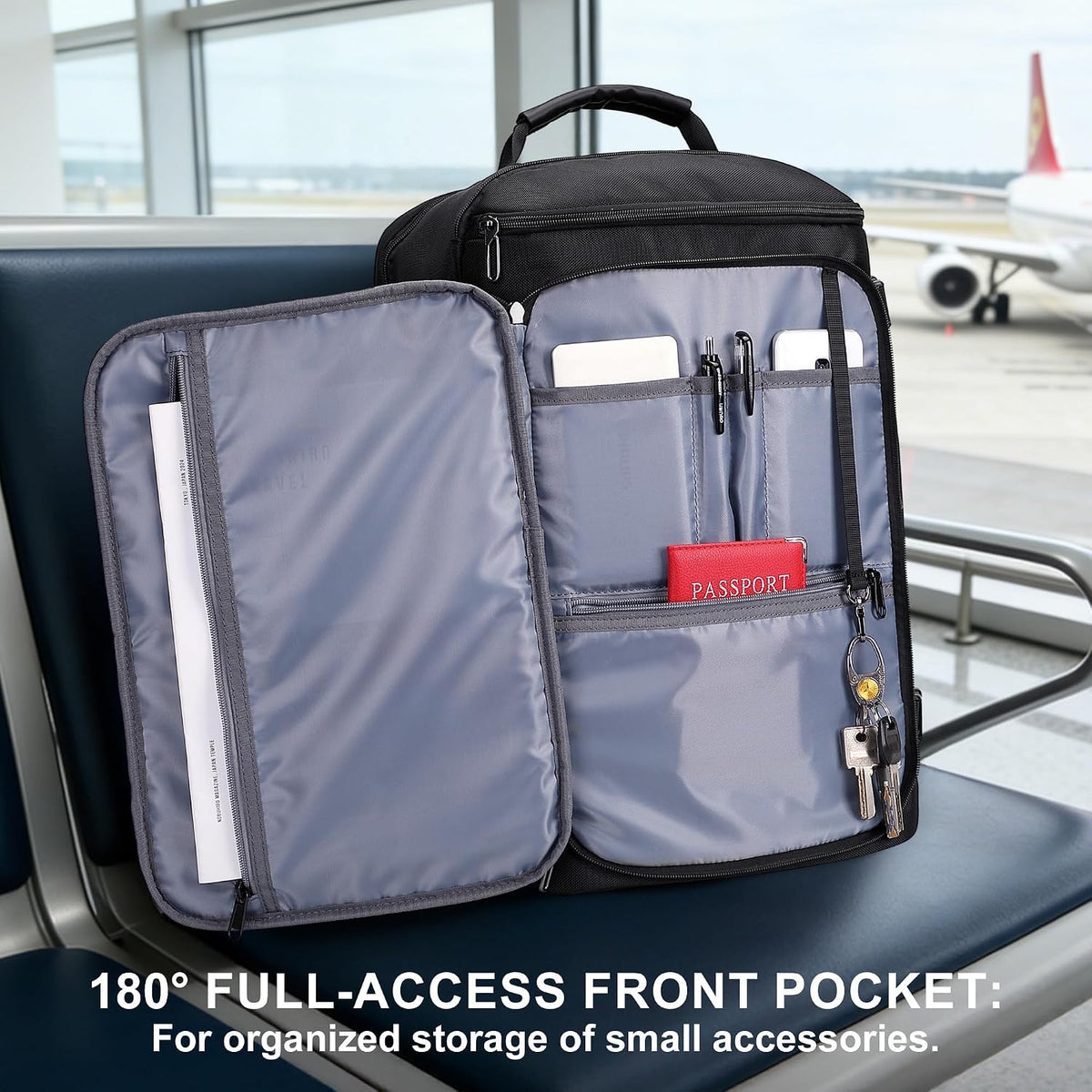 Large Travel Backpack for Women with 16" Padded Laptop Compartment | Flight Approved Carry On Bag with 180° Open, USB Port, Anti-Theft Pocket for Airport, Road Trips, Work, PE067 Khaki