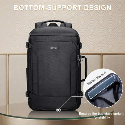 Large Travel Backpack for Women with 16" Padded Laptop Compartment | Flight Approved Carry On Bag with 180° Open, USB Port, Anti-Theft Pocket for Airport, Road Trips, Work, PE067 Khaki