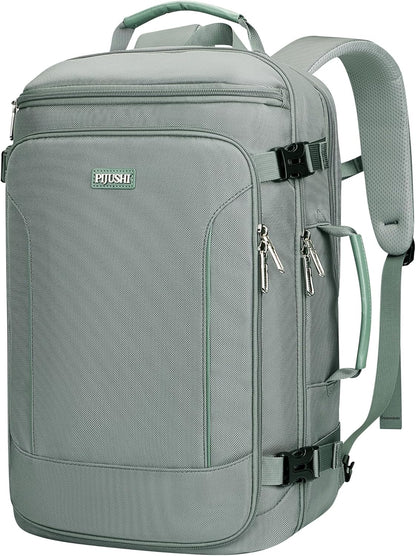 Large Travel Backpack for Women with 16" Padded Laptop Compartment | Flight Approved Carry On Bag with 180° Open, USB Port, Anti-Theft Pocket for Airport, Road Trips, Work, PE067 Khaki