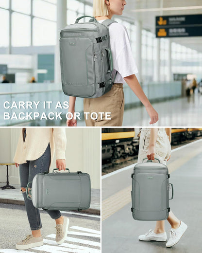 Large Travel Backpack for Women with 16" Padded Laptop Compartment | Flight Approved Carry On Bag with 180° Open, USB Port, Anti-Theft Pocket for Airport, Road Trips, Work, PE067 Khaki