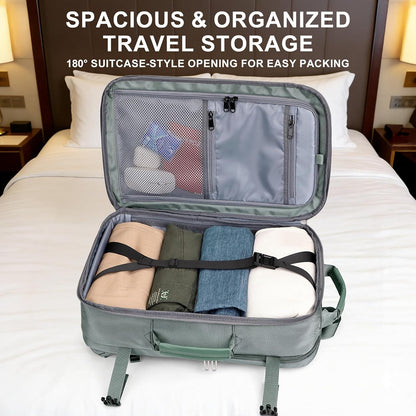 Large Travel Backpack for Women with 16" Padded Laptop Compartment | Flight Approved Carry On Bag with 180° Open, USB Port, Anti-Theft Pocket for Airport, Road Trips, Work, PE067 Khaki