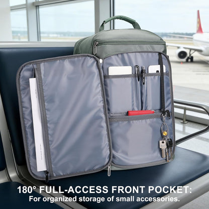 Large Travel Backpack for Women with 16" Padded Laptop Compartment | Flight Approved Carry On Bag with 180° Open, USB Port, Anti-Theft Pocket for Airport, Road Trips, Work, PE067 Khaki