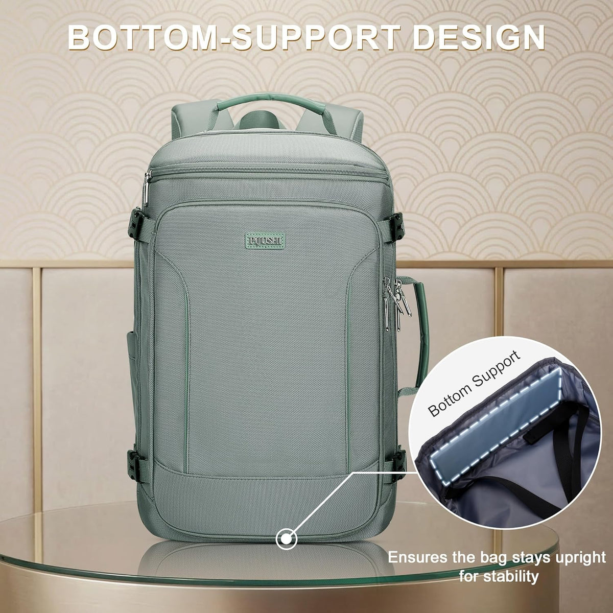 Large Travel Backpack for Women with 16" Padded Laptop Compartment | Flight Approved Carry On Bag with 180° Open, USB Port, Anti-Theft Pocket for Airport, Road Trips, Work, PE067 Khaki