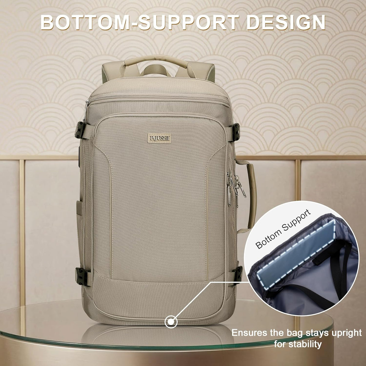 Large Travel Backpack for Women with 16" Padded Laptop Compartment | Flight Approved Carry On Bag with 180° Open, USB Port, Anti-Theft Pocket for Airport, Road Trips, Work, PE067 Khaki