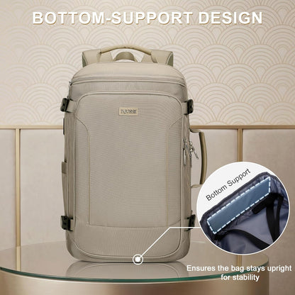 Large Travel Backpack for Women with 16" Padded Laptop Compartment | Flight Approved Carry On Bag with 180° Open, USB Port, Anti-Theft Pocket for Airport, Road Trips, Work, PE067 Khaki