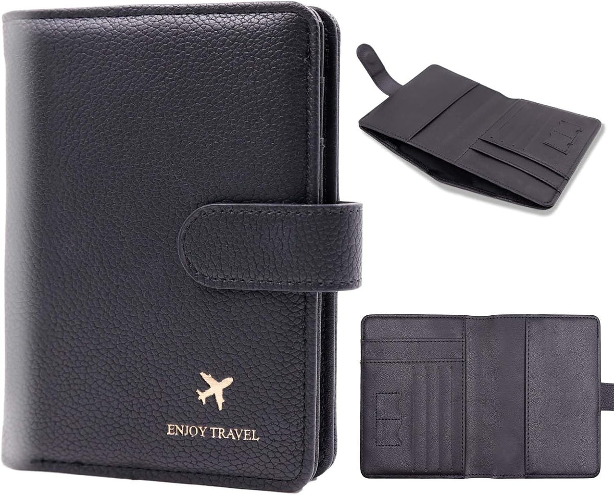 Passport Holder with RFID Blocking, Cash Pocket & Back Zipper Coin Pocket - Travel Document Holder, Magnetic Button, Multiple Card Slots - Soft PU Leather for Men and Women(AQUA GREEN)