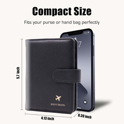 Passport Holder with RFID Blocking, Cash Pocket & Back Zipper Coin Pocket - Travel Document Holder, Magnetic Button, Multiple Card Slots - Soft PU Leather for Men and Women(AQUA GREEN)