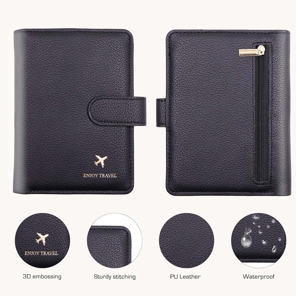 Passport Holder with RFID Blocking, Cash Pocket & Back Zipper Coin Pocket - Travel Document Holder, Magnetic Button, Multiple Card Slots - Soft PU Leather for Men and Women(AQUA GREEN)