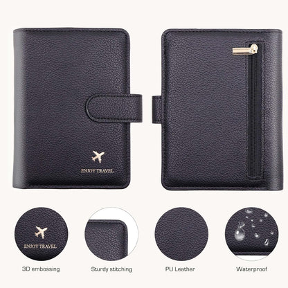 Passport Holder with RFID Blocking, Cash Pocket & Back Zipper Coin Pocket - Travel Document Holder, Magnetic Button, Multiple Card Slots - Soft PU Leather for Men and Women(AQUA GREEN)