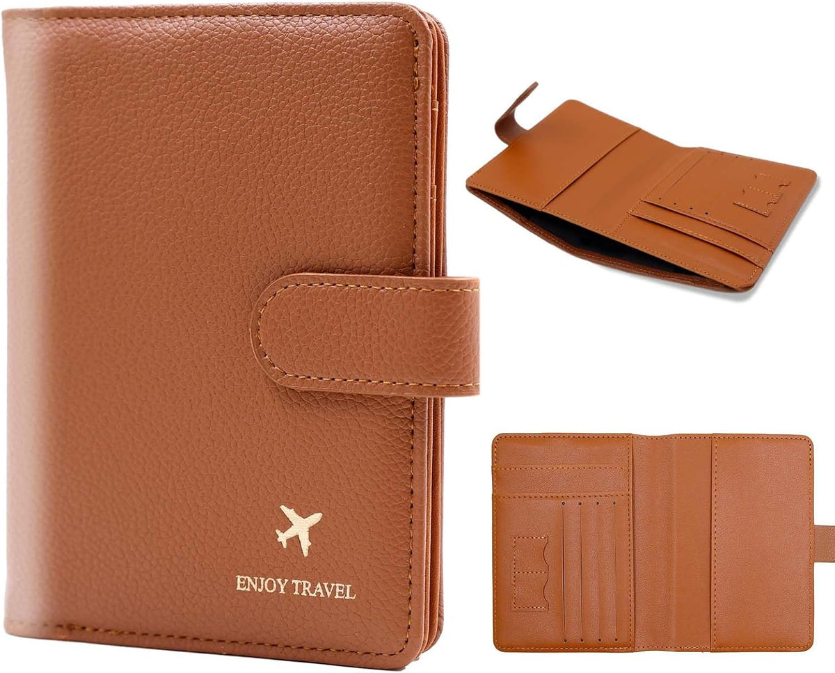 Passport Holder with RFID Blocking, Cash Pocket & Back Zipper Coin Pocket - Travel Document Holder, Magnetic Button, Multiple Card Slots - Soft PU Leather for Men and Women(AQUA GREEN)