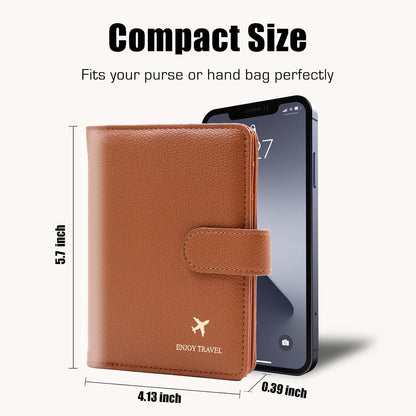 Passport Holder with RFID Blocking, Cash Pocket & Back Zipper Coin Pocket - Travel Document Holder, Magnetic Button, Multiple Card Slots - Soft PU Leather for Men and Women(AQUA GREEN)