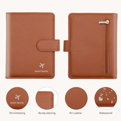 Passport Holder with RFID Blocking, Cash Pocket & Back Zipper Coin Pocket - Travel Document Holder, Magnetic Button, Multiple Card Slots - Soft PU Leather for Men and Women(AQUA GREEN)
