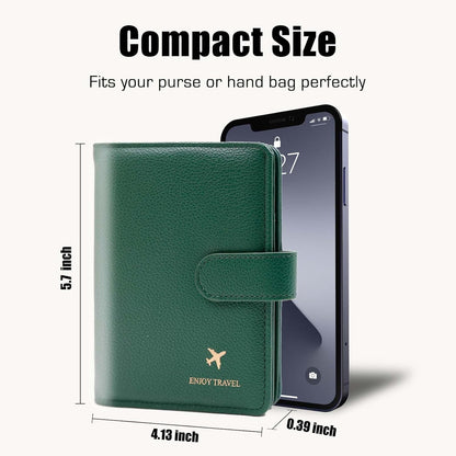 Passport Holder with RFID Blocking, Cash Pocket & Back Zipper Coin Pocket - Travel Document Holder, Magnetic Button, Multiple Card Slots - Soft PU Leather for Men and Women(AQUA GREEN)