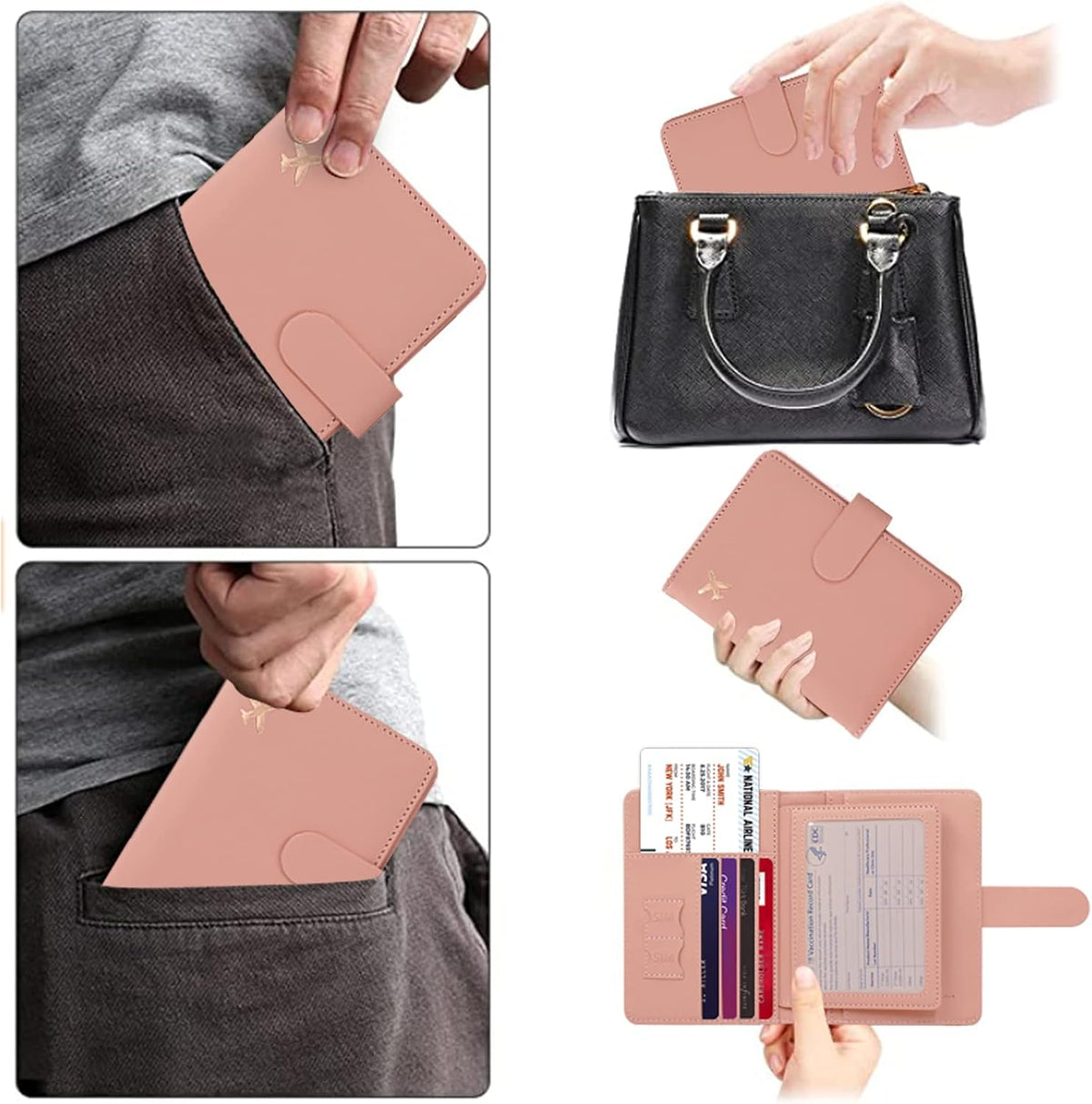 Passport Holder with RFID Blocking, Cash Pocket & Back Zipper Coin Pocket - Travel Document Holder, Magnetic Button, Multiple Card Slots - Soft PU Leather for Men and Women(AQUA GREEN)