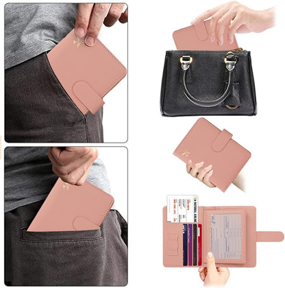 Passport Holder with RFID Blocking, Cash Pocket & Back Zipper Coin Pocket - Travel Document Holder, Magnetic Button, Multiple Card Slots - Soft PU Leather for Men and Women(AQUA GREEN)