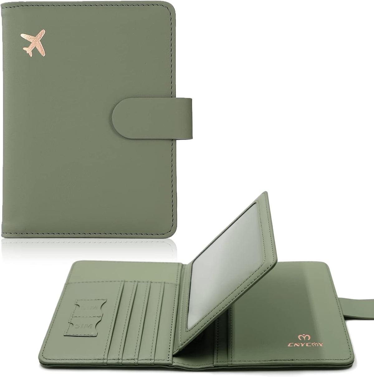Passport Holder with RFID Blocking, Cash Pocket & Back Zipper Coin Pocket - Travel Document Holder, Magnetic Button, Multiple Card Slots - Soft PU Leather for Men and Women(AQUA GREEN)