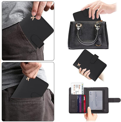 Passport Holder with RFID Blocking, Cash Pocket & Back Zipper Coin Pocket - Travel Document Holder, Magnetic Button, Multiple Card Slots - Soft PU Leather for Men and Women(AQUA GREEN)