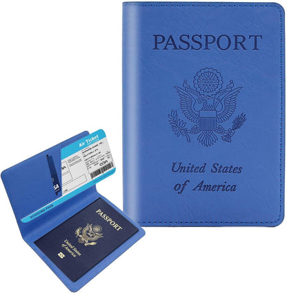 Passport Holder with RFID Blocking, Cash Pocket & Back Zipper Coin Pocket - Travel Document Holder, Magnetic Button, Multiple Card Slots - Soft PU Leather for Men and Women(AQUA GREEN)