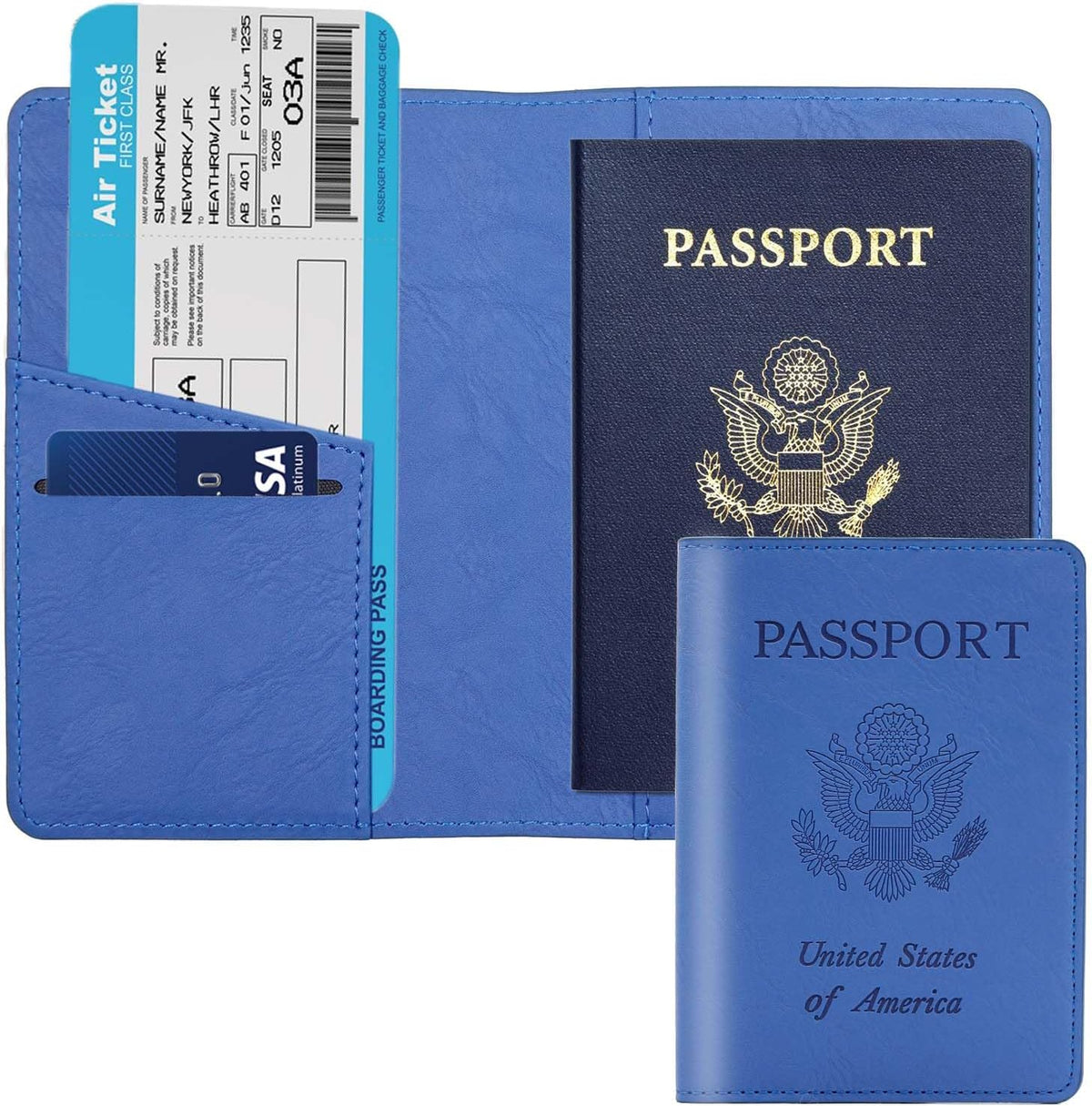 Passport Holder with RFID Blocking, Cash Pocket & Back Zipper Coin Pocket - Travel Document Holder, Magnetic Button, Multiple Card Slots - Soft PU Leather for Men and Women(AQUA GREEN)