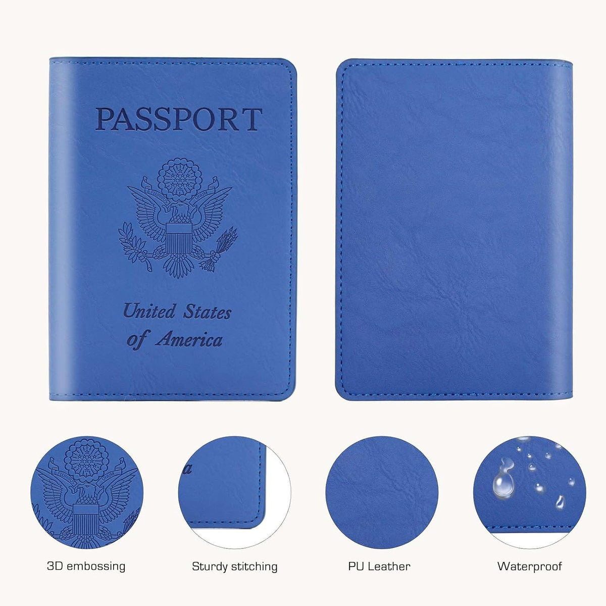 Passport Holder with RFID Blocking, Cash Pocket & Back Zipper Coin Pocket - Travel Document Holder, Magnetic Button, Multiple Card Slots - Soft PU Leather for Men and Women(AQUA GREEN)