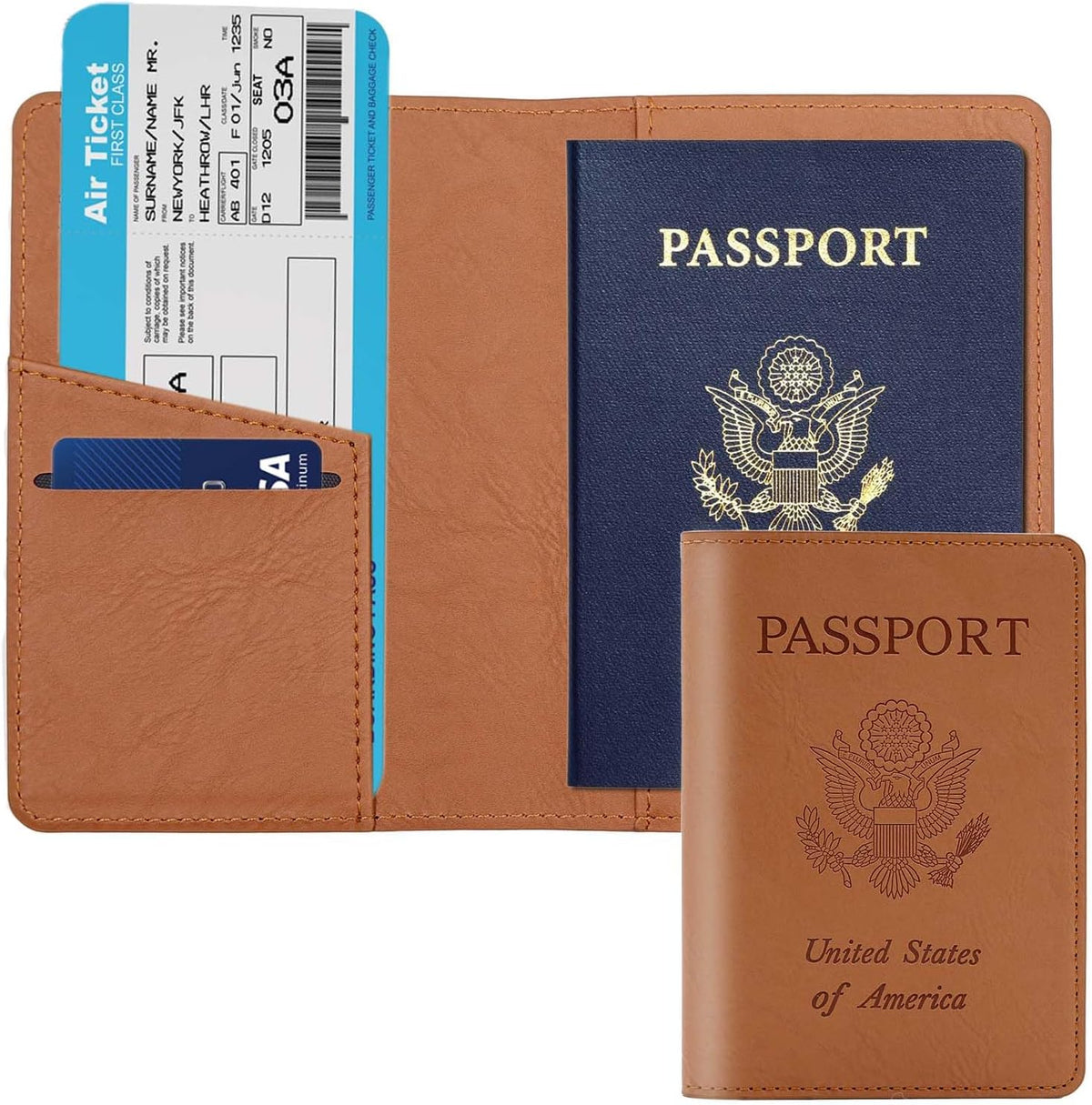 Passport Holder with RFID Blocking, Cash Pocket & Back Zipper Coin Pocket - Travel Document Holder, Magnetic Button, Multiple Card Slots - Soft PU Leather for Men and Women(AQUA GREEN)