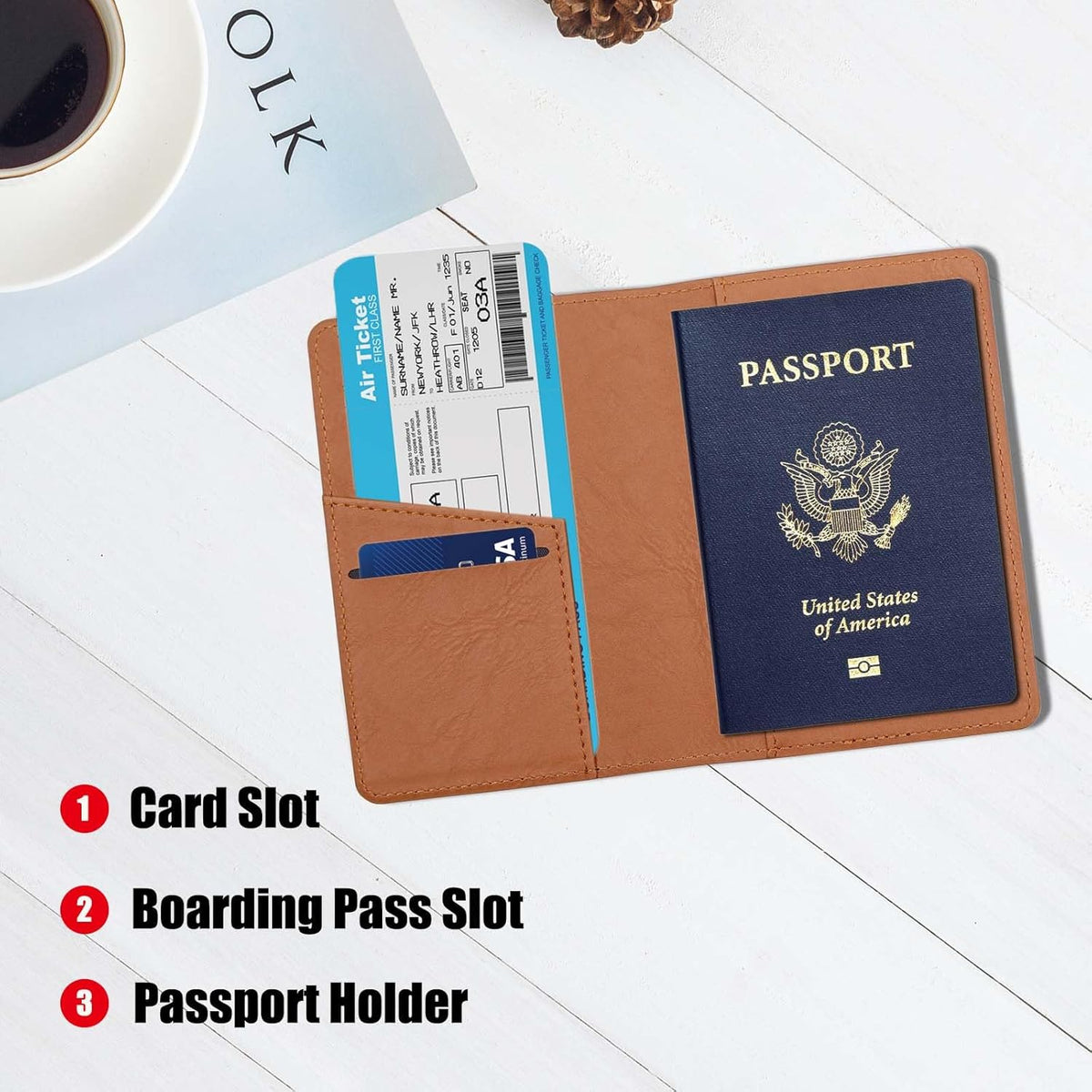 Passport Holder with RFID Blocking, Cash Pocket & Back Zipper Coin Pocket - Travel Document Holder, Magnetic Button, Multiple Card Slots - Soft PU Leather for Men and Women(AQUA GREEN)