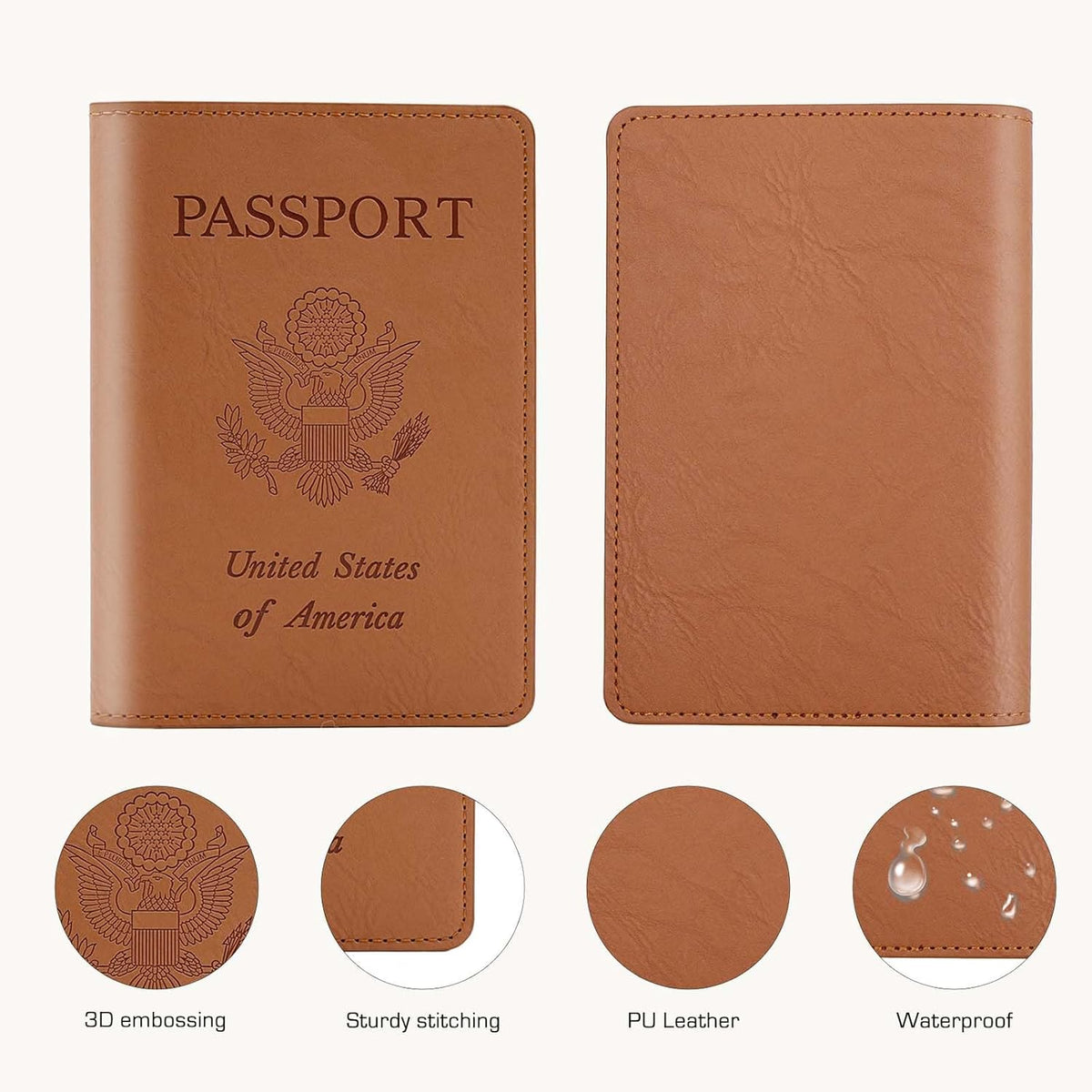 Passport Holder with RFID Blocking, Cash Pocket & Back Zipper Coin Pocket - Travel Document Holder, Magnetic Button, Multiple Card Slots - Soft PU Leather for Men and Women(AQUA GREEN)