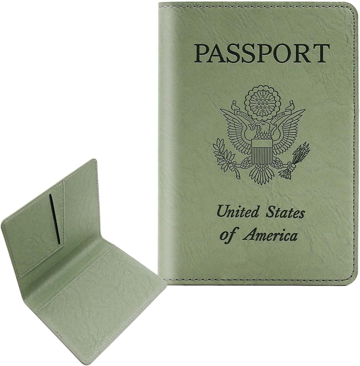 Passport Holder with RFID Blocking, Cash Pocket & Back Zipper Coin Pocket - Travel Document Holder, Magnetic Button, Multiple Card Slots - Soft PU Leather for Men and Women(AQUA GREEN)