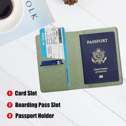 Passport Holder with RFID Blocking, Cash Pocket & Back Zipper Coin Pocket - Travel Document Holder, Magnetic Button, Multiple Card Slots - Soft PU Leather for Men and Women(AQUA GREEN)
