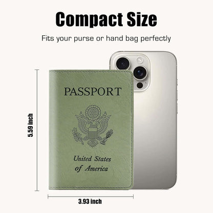 Passport Holder with RFID Blocking, Cash Pocket & Back Zipper Coin Pocket - Travel Document Holder, Magnetic Button, Multiple Card Slots - Soft PU Leather for Men and Women(AQUA GREEN)