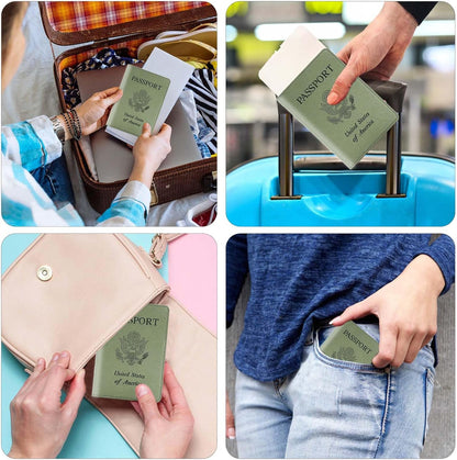 Passport Holder with RFID Blocking, Cash Pocket & Back Zipper Coin Pocket - Travel Document Holder, Magnetic Button, Multiple Card Slots - Soft PU Leather for Men and Women(AQUA GREEN)