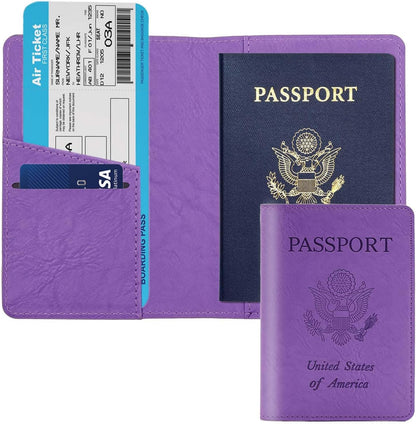 Passport Holder with RFID Blocking, Cash Pocket & Back Zipper Coin Pocket - Travel Document Holder, Magnetic Button, Multiple Card Slots - Soft PU Leather for Men and Women(AQUA GREEN)