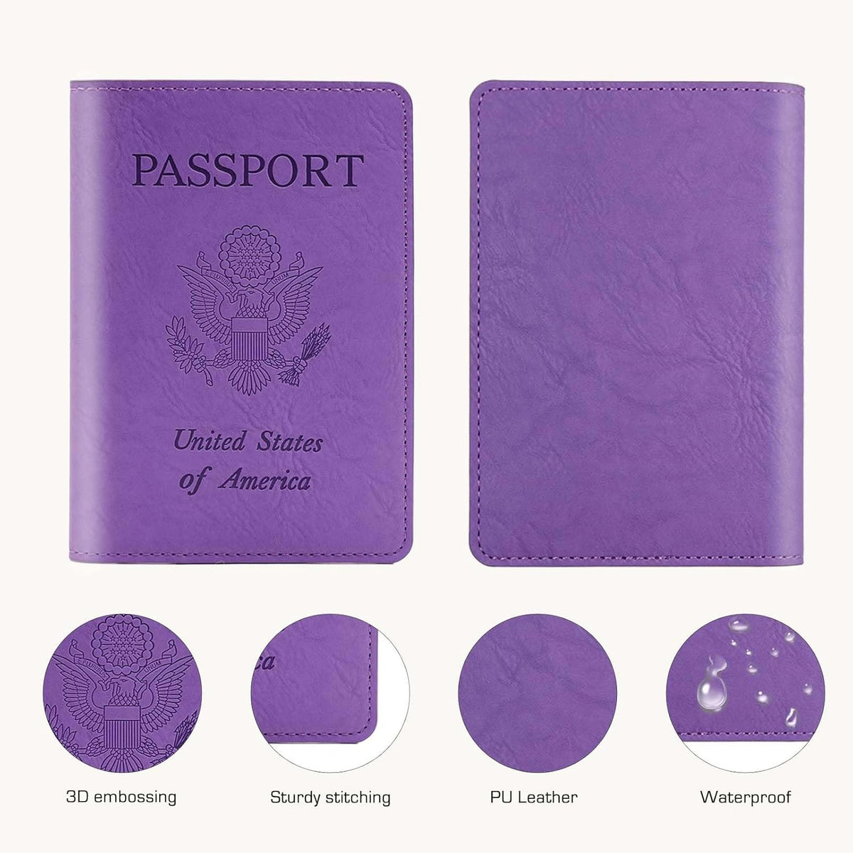 Passport Holder with RFID Blocking, Cash Pocket & Back Zipper Coin Pocket - Travel Document Holder, Magnetic Button, Multiple Card Slots - Soft PU Leather for Men and Women(AQUA GREEN)