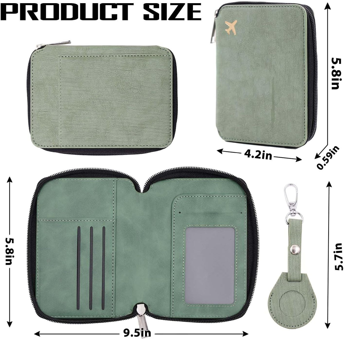 Passport Holder with RFID Blocking, Cash Pocket & Back Zipper Coin Pocket - Travel Document Holder, Magnetic Button, Multiple Card Slots - Soft PU Leather for Men and Women(AQUA GREEN)