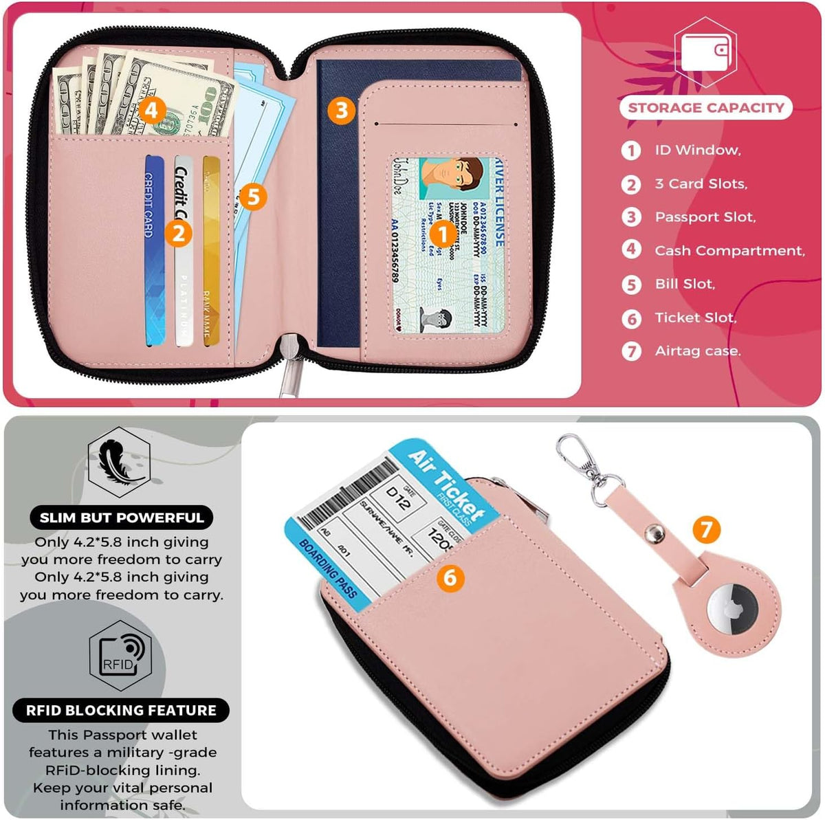 Passport Holder with RFID Blocking, Cash Pocket & Back Zipper Coin Pocket - Travel Document Holder, Magnetic Button, Multiple Card Slots - Soft PU Leather for Men and Women(AQUA GREEN)