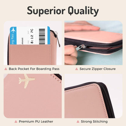 Passport Holder with RFID Blocking, Cash Pocket & Back Zipper Coin Pocket - Travel Document Holder, Magnetic Button, Multiple Card Slots - Soft PU Leather for Men and Women(AQUA GREEN)