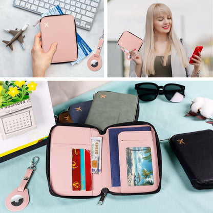 Passport Holder with RFID Blocking, Cash Pocket & Back Zipper Coin Pocket - Travel Document Holder, Magnetic Button, Multiple Card Slots - Soft PU Leather for Men and Women(AQUA GREEN)