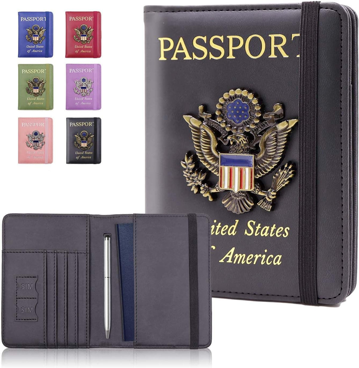 Passport Holder with RFID Blocking, Cash Pocket & Back Zipper Coin Pocket - Travel Document Holder, Magnetic Button, Multiple Card Slots - Soft PU Leather for Men and Women(AQUA GREEN)